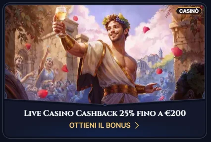 live casino cashback 25% up to 200 euro